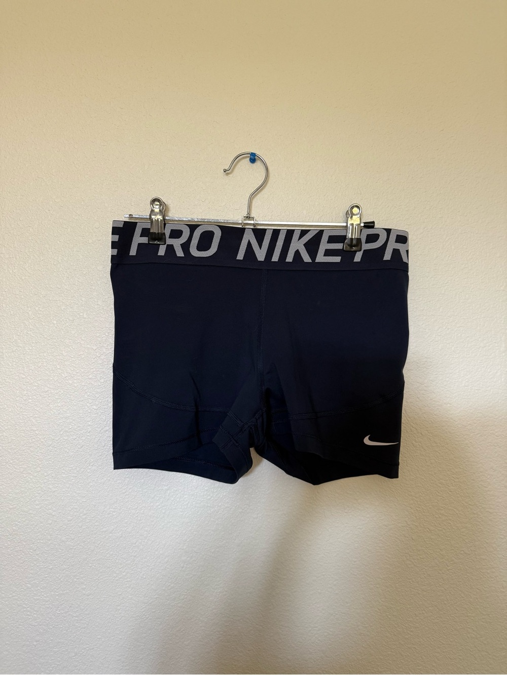 Nike Pro Women's Black Athletic Shorts with Gray Waistband